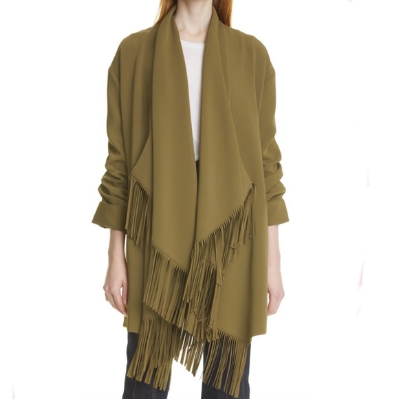 cinq a sept Jackets & Blazers - NWT: CINQ A SEPT | Green Military Inspired Azura Fringe Jacket